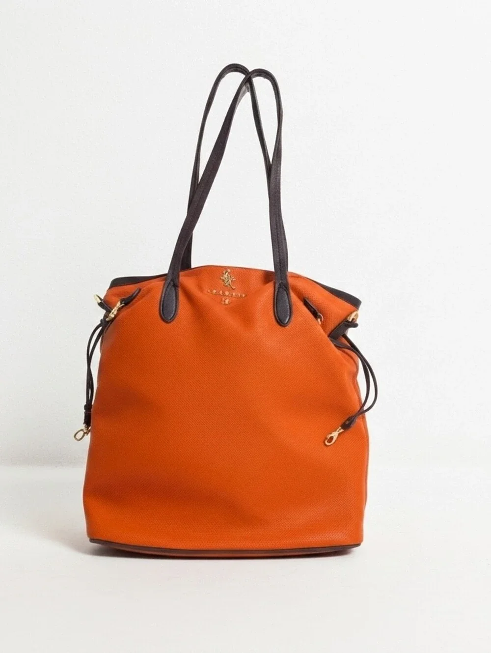 Orange Tote Bag with Dark Brown Trim - Women